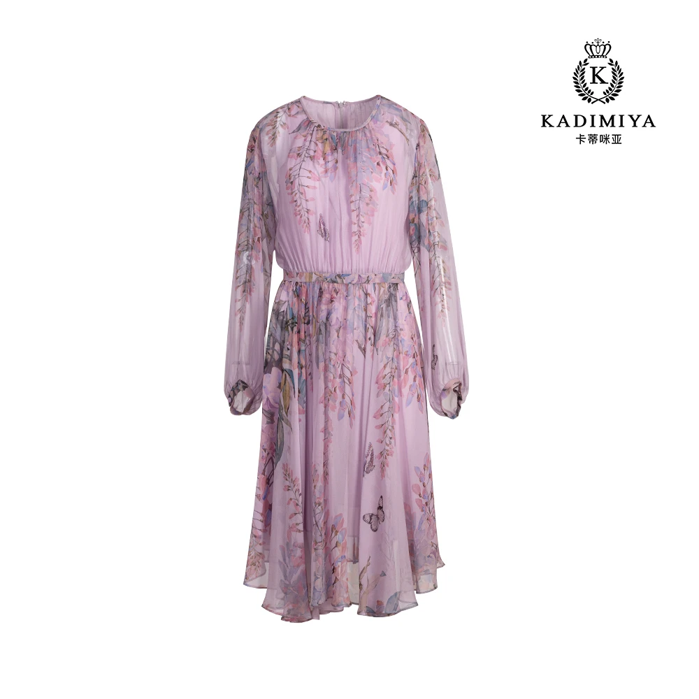 KADIMIYA紫株定位印花真丝裙JGTT058Q
