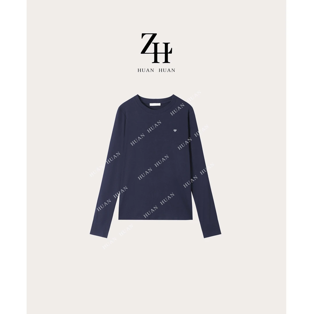 【ZH】简约设计感小爱心基础百搭长袖T恤上衣 1568255