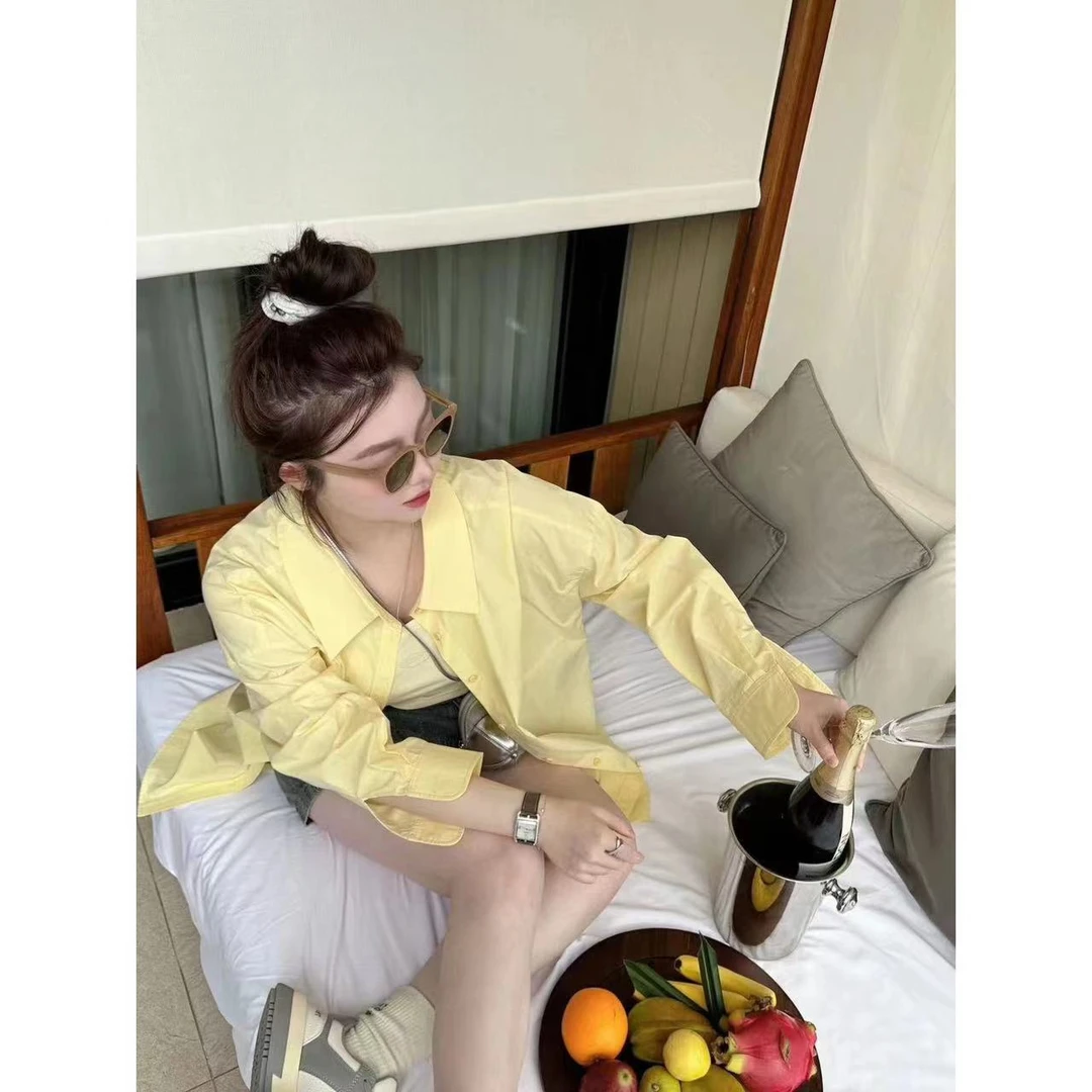 晶咕【多巴胺女孩-衬衫】韩系大版型多色长袖百搭宽松衬衫气质网红