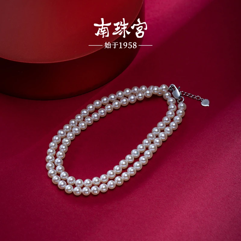 南珠宫娟绣淡水珍珠项链锁骨链女叠戴可调节延长小米珠 X084D