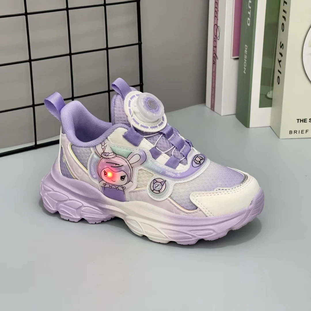 【27-32】德尔惠87055新款库洛米皮面双网女童运动鞋