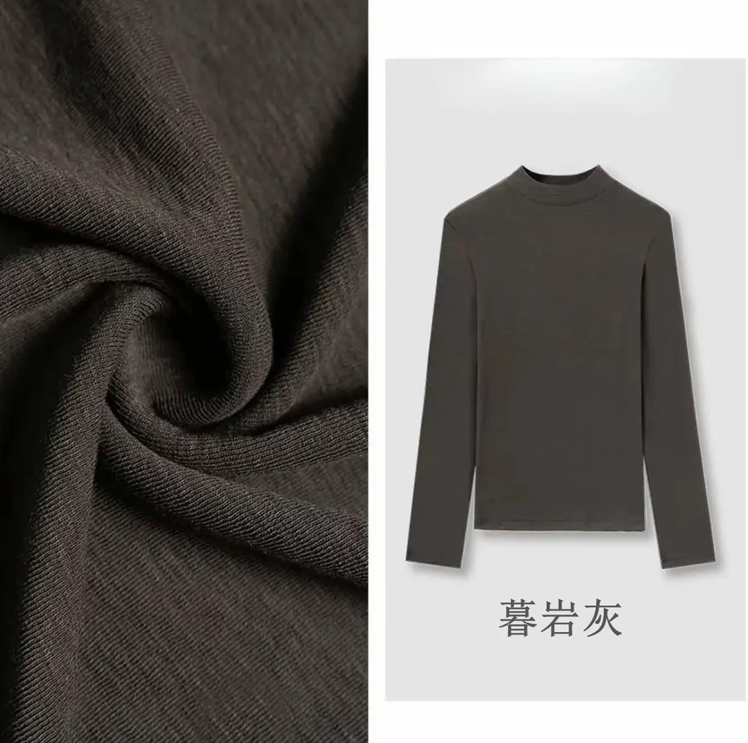 秋冬款莱赛尔高支加厚款精梳棉气质简约百搭透气半高领圆领打底衫