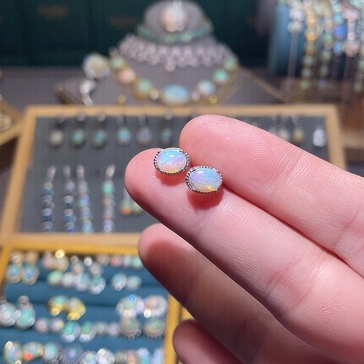 银S925镶嵌欧泊耳钉）❄️****