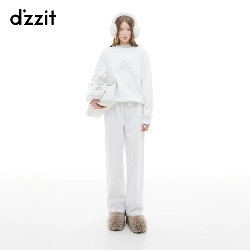 dzzit地素卫衣秋冬时髦休闲圆领水晶饰布薄绒长袖上衣女3I4J129