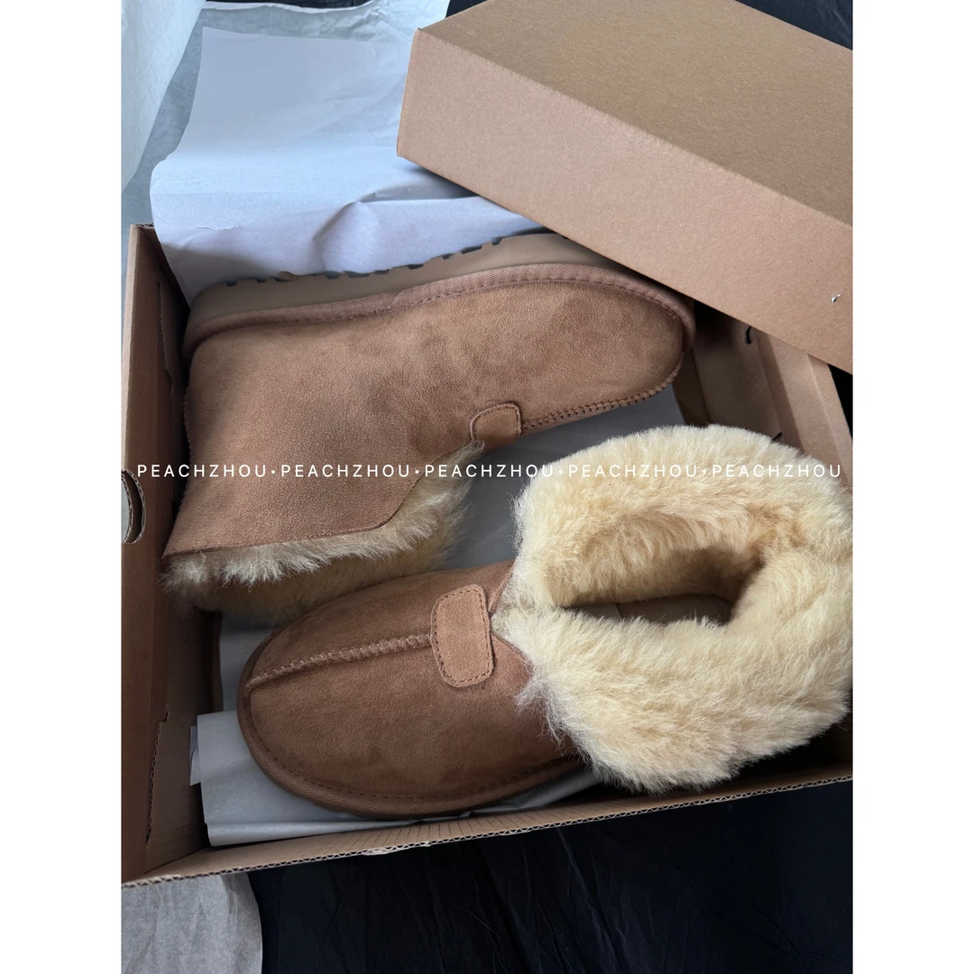 『PEACHZHOU』羊皮毛一体梅特翻毛两穿短筒靴休闲百搭保暖鞋雪地靴