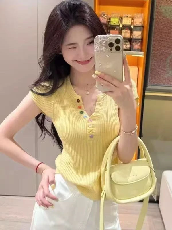 胖MM200斤大码女装夏季薄款短袖冰丝针织上衣韩版V领竹节麻V领T恤
