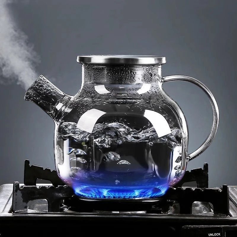 烟灰色玻璃茶壶冷水壶高硼硅玻璃家用电陶炉烧水壶耐高温电镀工艺