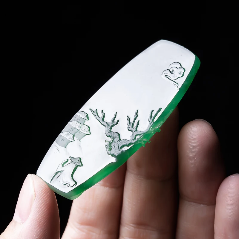 天然翡翠A货蓝水木纳雪花棉 风雪夜归人