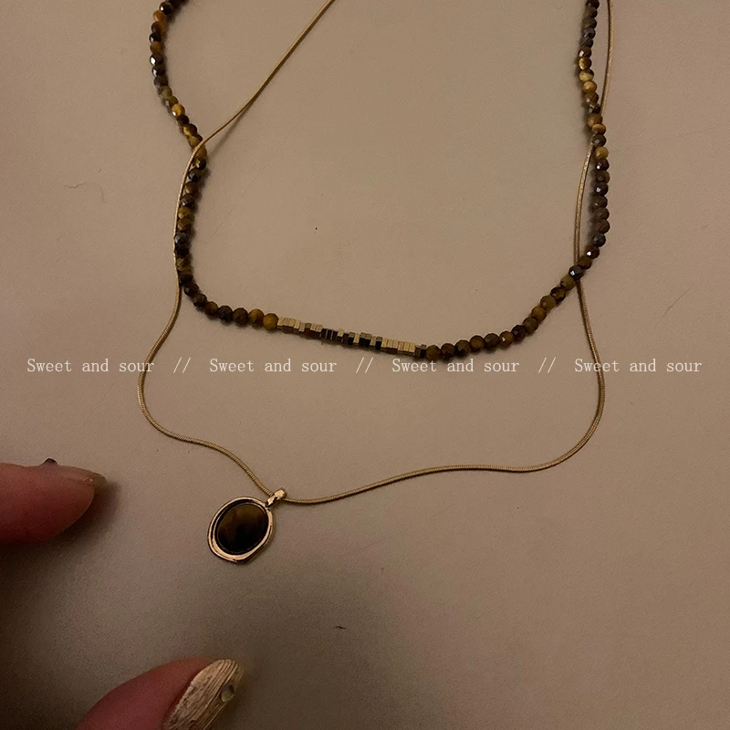 合金莫桑石项链 可调节百搭气质时尚设计感百搭项链10143-01