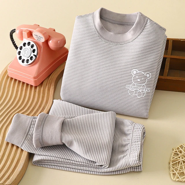 儿童无骨德绒套装婴儿保暖内衣打底女男童加厚家居服冬季宝宝睡衣