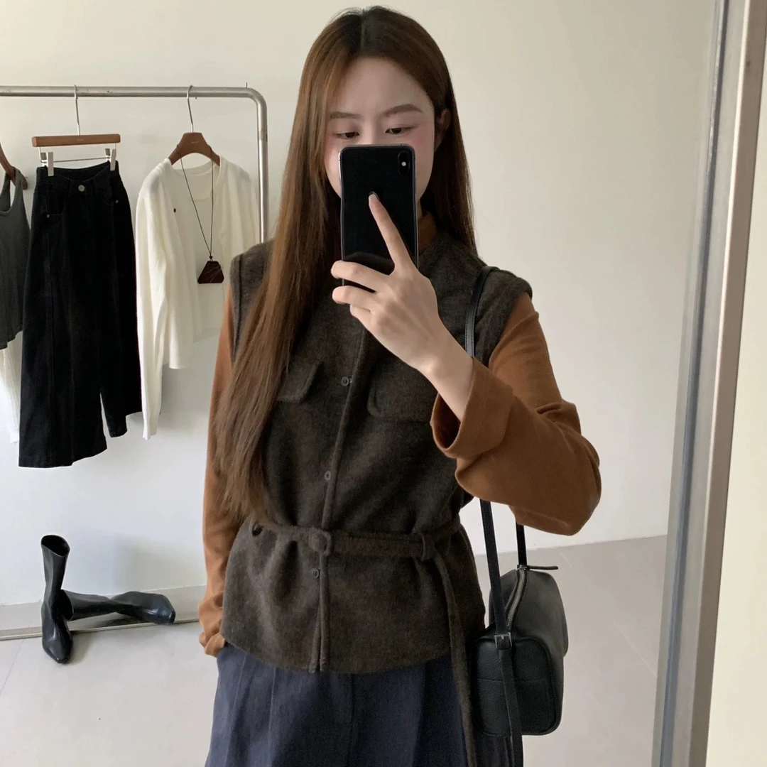 【蛋娘专属】秋季新款外套上衣小众针织马甲两件套长袖轻熟气质显瘦