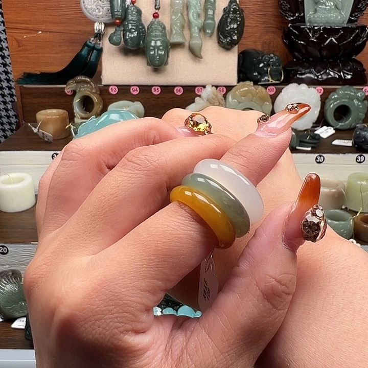 砚***白蛇纹石玉未镶嵌戒指微瑕不退换