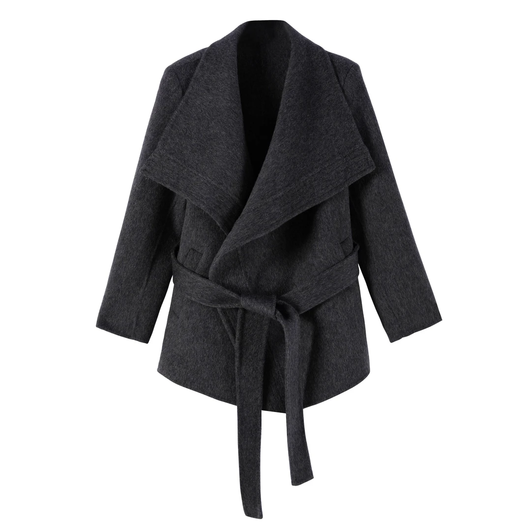 【AMANLIN】冬季穿搭高级感显瘦披肩时尚洋气百搭毛呢外套F595060