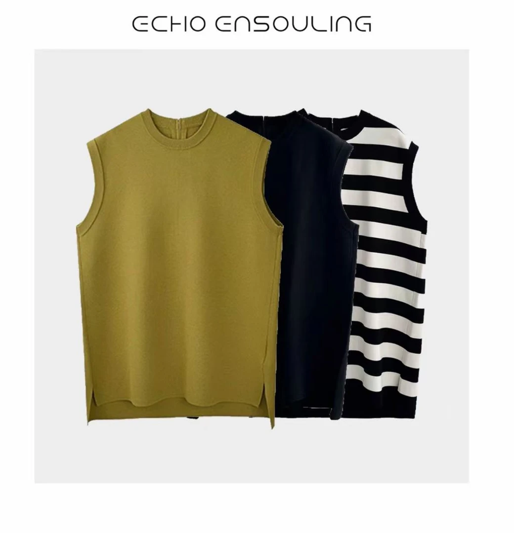 E24089｜圆领百搭女士阔版针织背心｜点物赋灵