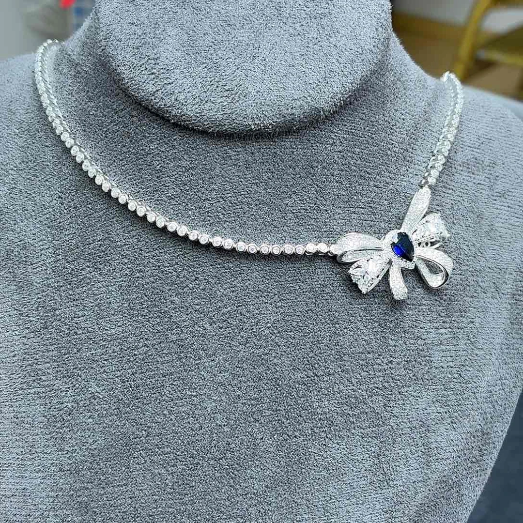 坠链均925银培育皇家蓝色宝石