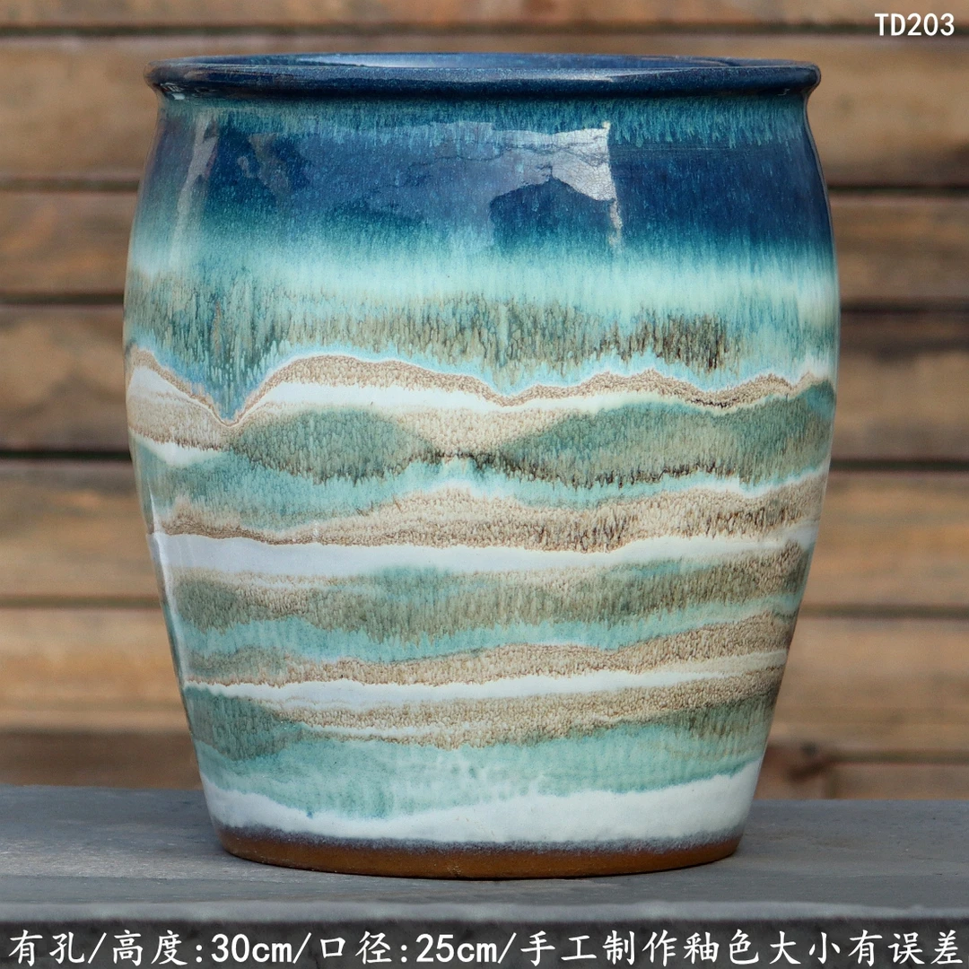 大口径山水画陶瓷花盆家用室内三角梅兰花老桩盆景透气花盆TD203