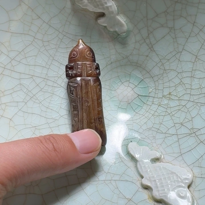 小***里瓷片双鱼青瓷开片大碗