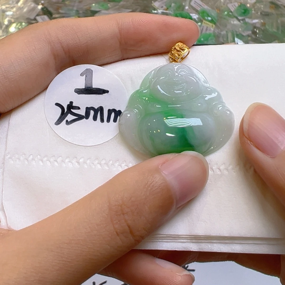 吊坠(不含链)18K金镶嵌翡翠