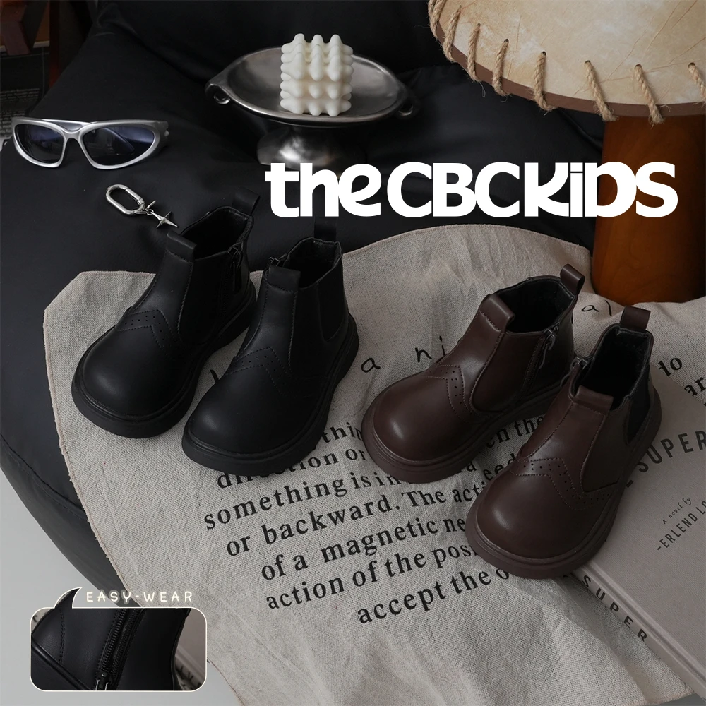 The CBC『复古切尔西』儿童皮靴秋冬加绒男女童英伦骑士靴247019