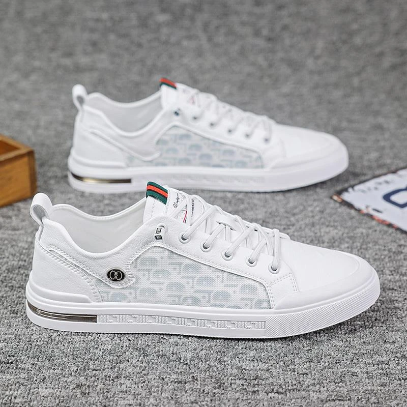 男鞋夏季透气防臭休闲小白平板鞋男士一脚蹬运动百搭防水皮鞋潮鞋