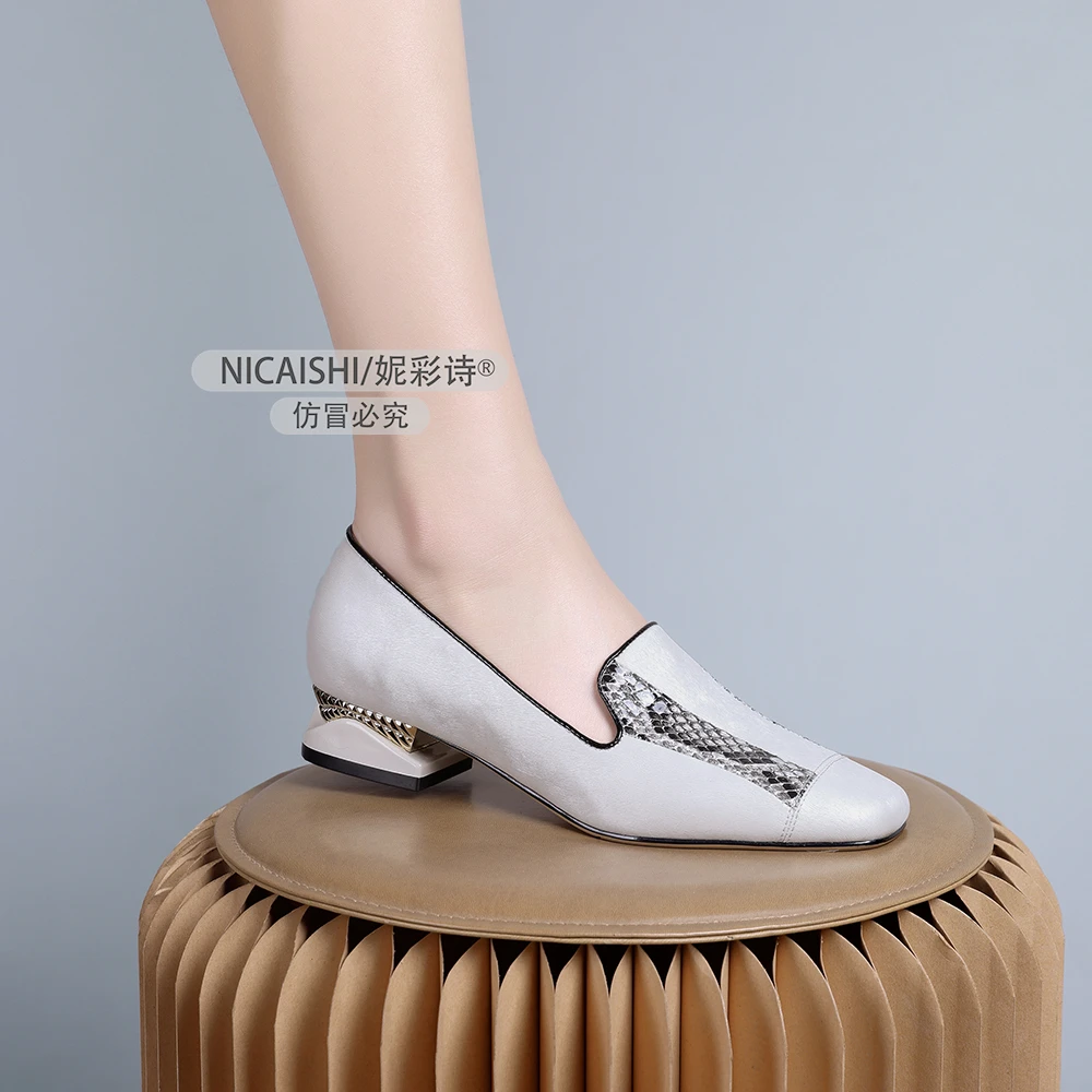 2025年新款法欧美高级感舒适一脚蹬单鞋女乐福鞋通勤低跟百搭1112