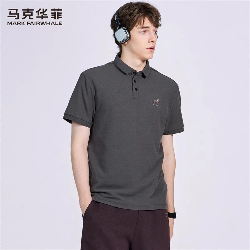 马克华菲刺绣翻领短袖T恤男2025夏季新款潮流亲肤休闲通勤Polo衫
