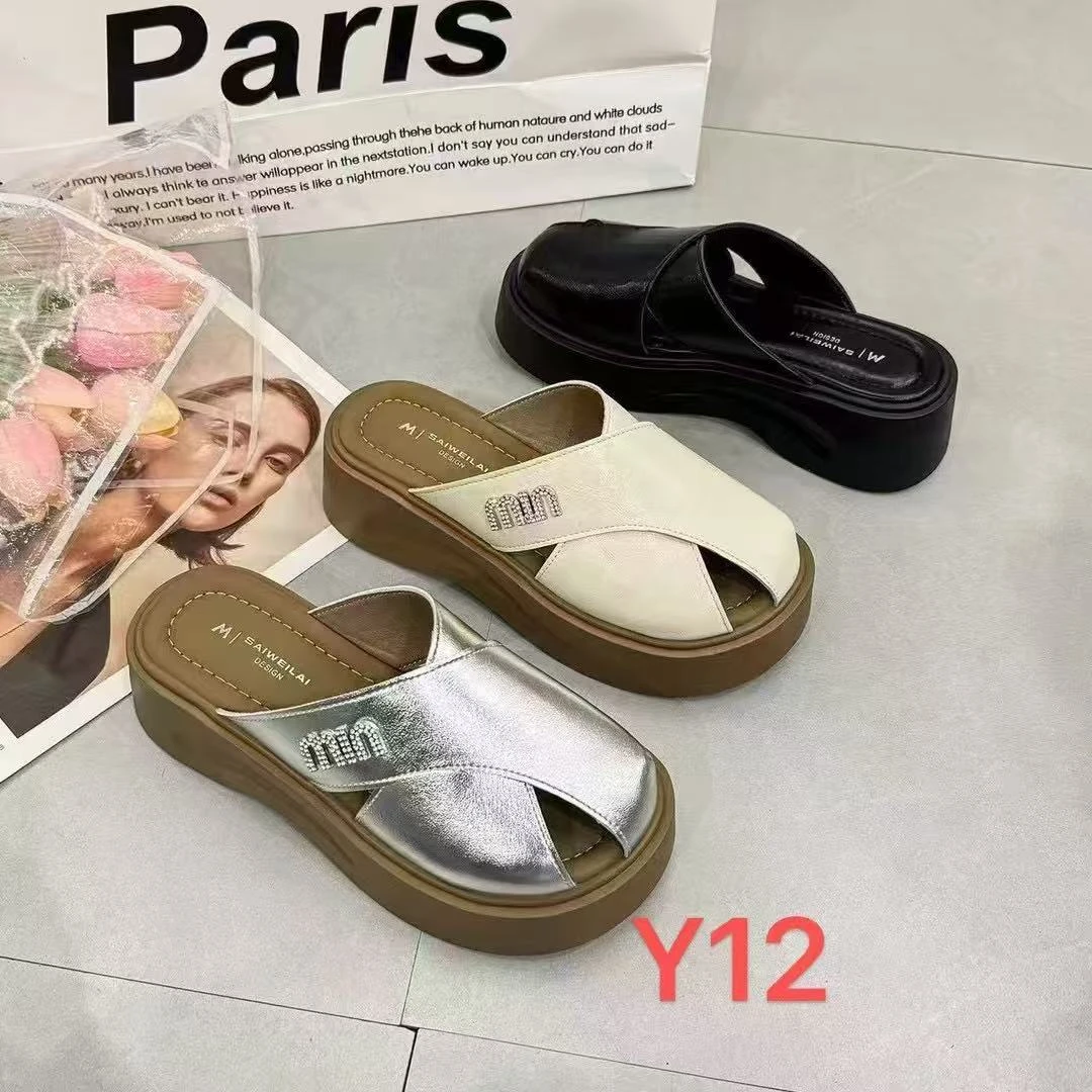 厚底女外穿时尚新款夏季法式复古配裙子包头拖鞋Y12