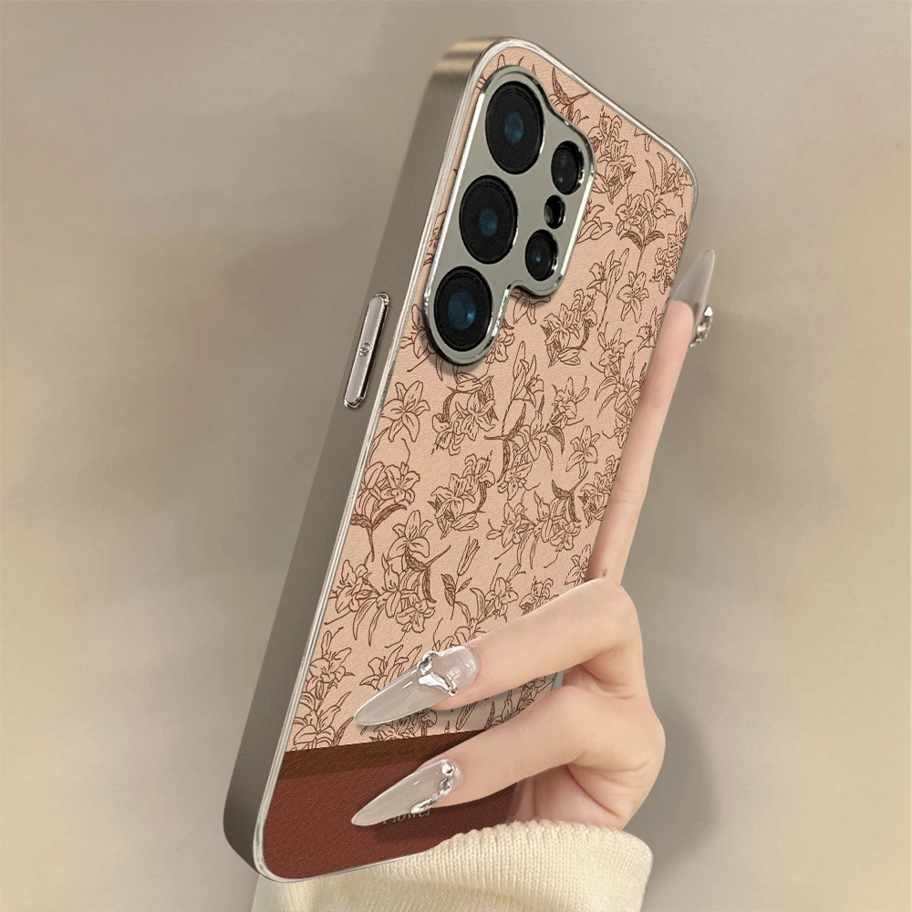 复古小花适用三星Galaxys25手机壳女款全包防摔高级实用数码配件