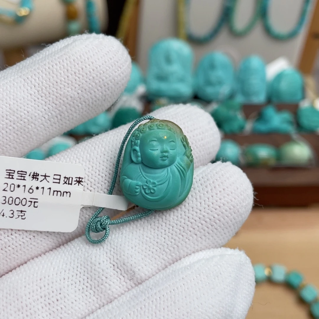 绿松石未镶嵌精品宝宝佛