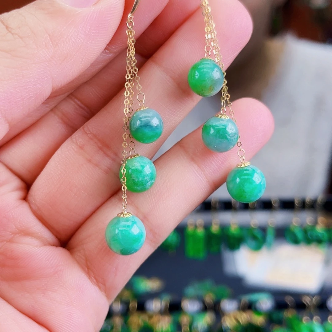 翡翠18K金镶嵌耳饰