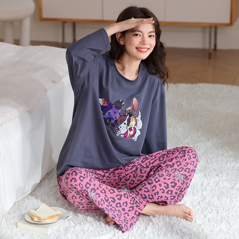 秋冬季2025新款睡衣精梳新疆棉休闲少女长袖春秋可外穿家居服套装