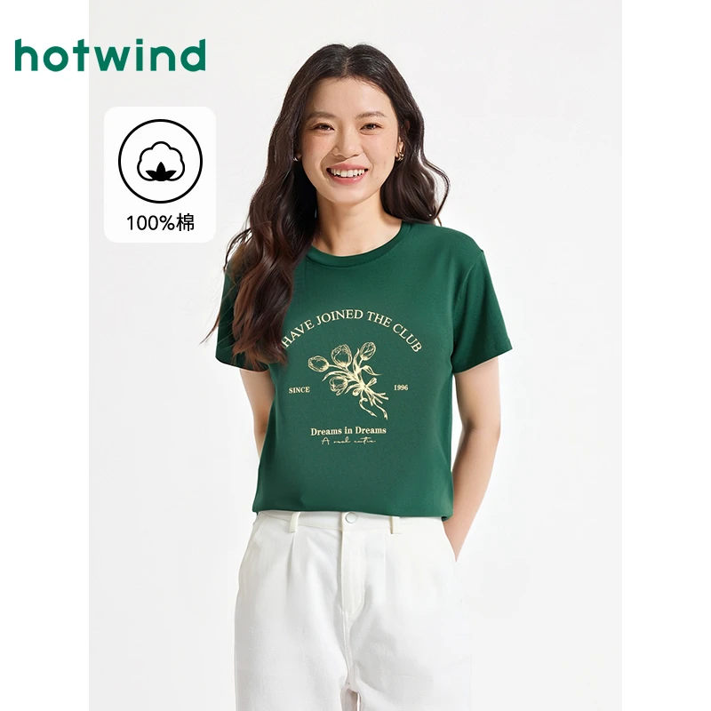 热风显瘦舒适透气干爽时尚夏女士郁金香线稿印花短T恤F01W25645