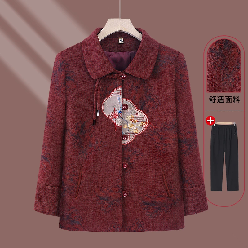 妈妈装人春装女外套奶奶装春秋新中式国风上衣老太太老人妈妈衣服