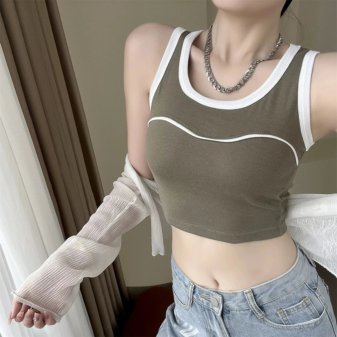 白线运动辣妹吊带背心（有垫，有弹，别问）