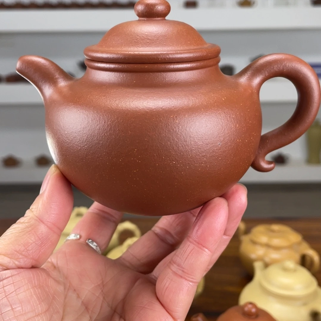 紫砂茶壶挑纯红降坡莲子290cc左右