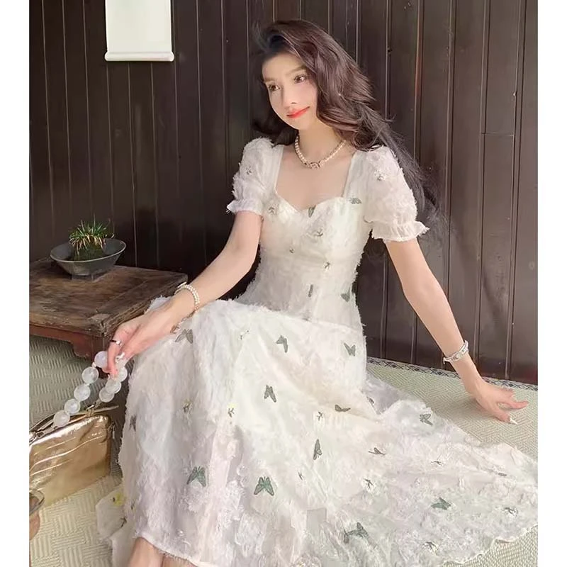 【有里布】夏季新款初恋气质长裙显瘦法式收腰时尚连衣裙女D1864