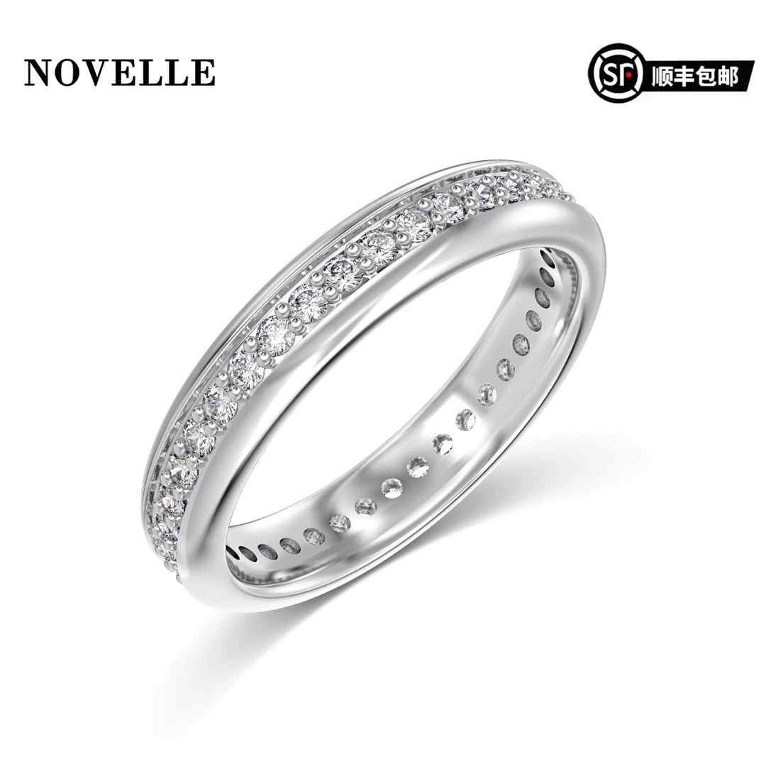 925银锆石戒指 「像素Pixel」简约锆石镶嵌 排钻设计光面百搭戒指女