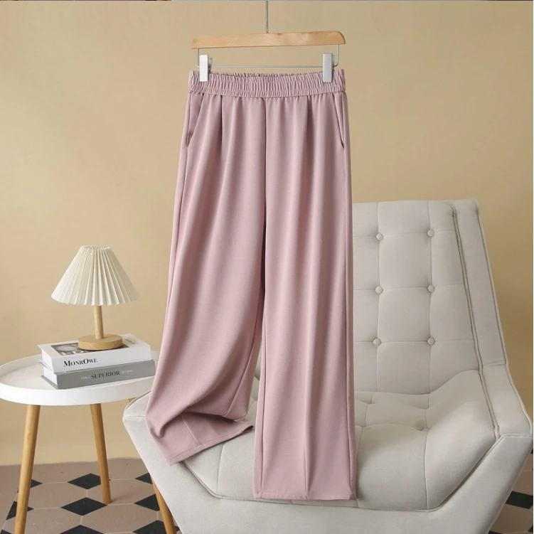 MZ020大码夏季新款裤子粗腿显瘦薄款冰丝九分裤宽松阔腿休闲裤女