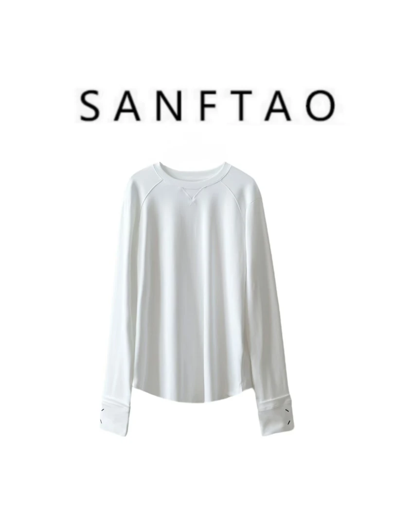 【衣橱必备叠穿神器】秘鲁棉休闲宽松圆领长袖T19186