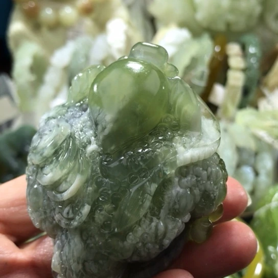 岫玉未镶嵌手把金蟾