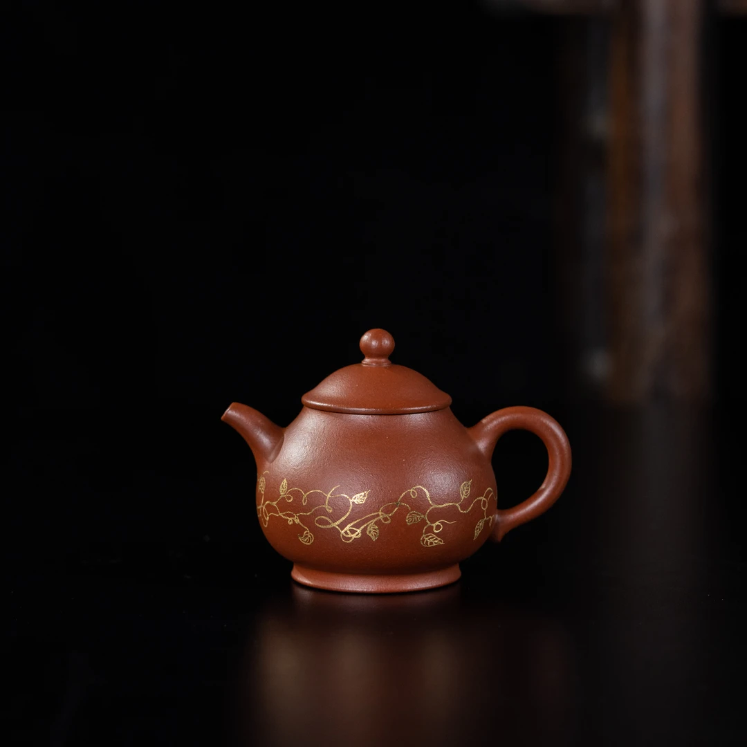 珽珽茶器 伯俊潘（描金）陈洁 老朱砂160cc家用紫砂壶