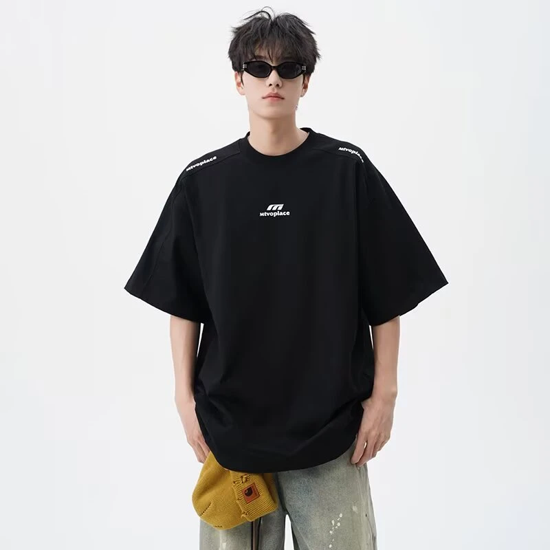 2025新款短袖t恤男ins潮牌欧美嘻哈风圆领打底衫上衣夏季潮流