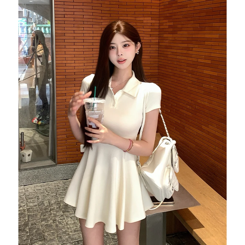 【清纯女大】运动感 高尔夫polo拼接连衣裙