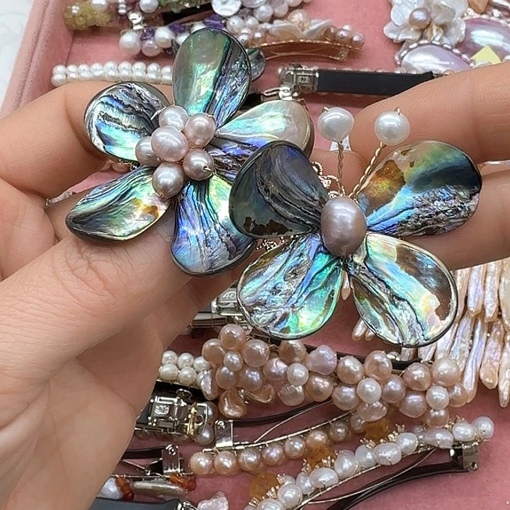 淡水珍珠发饰银S925镶嵌