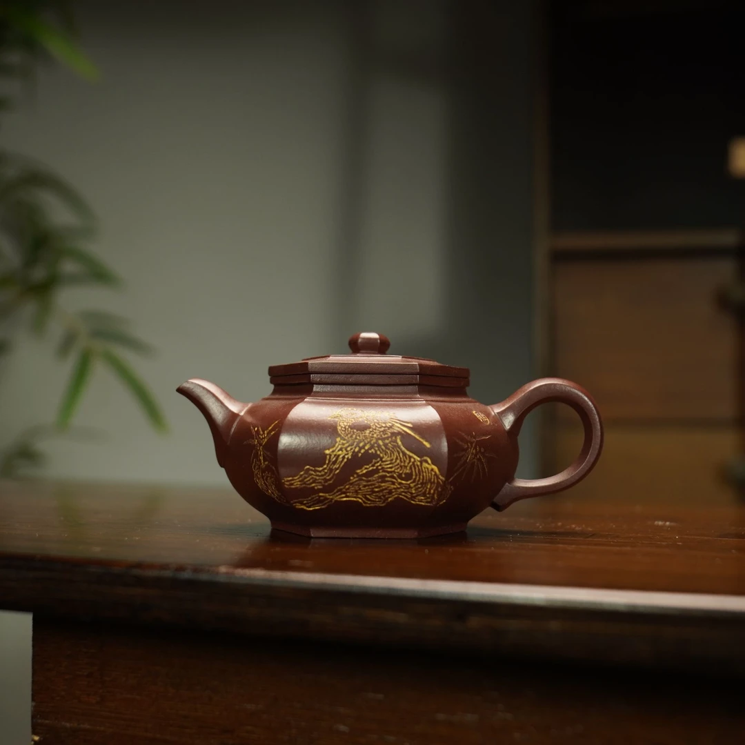 顾脉李氏紫泥大彬六方200cc宜兴黄龙山原矿全手工紫砂壶