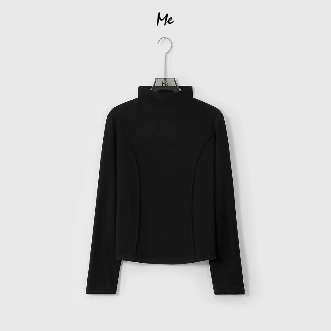ME【骨线磨毛半高领】天丝混纺半高领打底衫女士内搭上衣MEQA2603