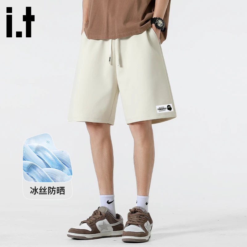 IT FINGERCROXX男士冰丝休闲短裤2025夏季新款运动直筒五分裤子男