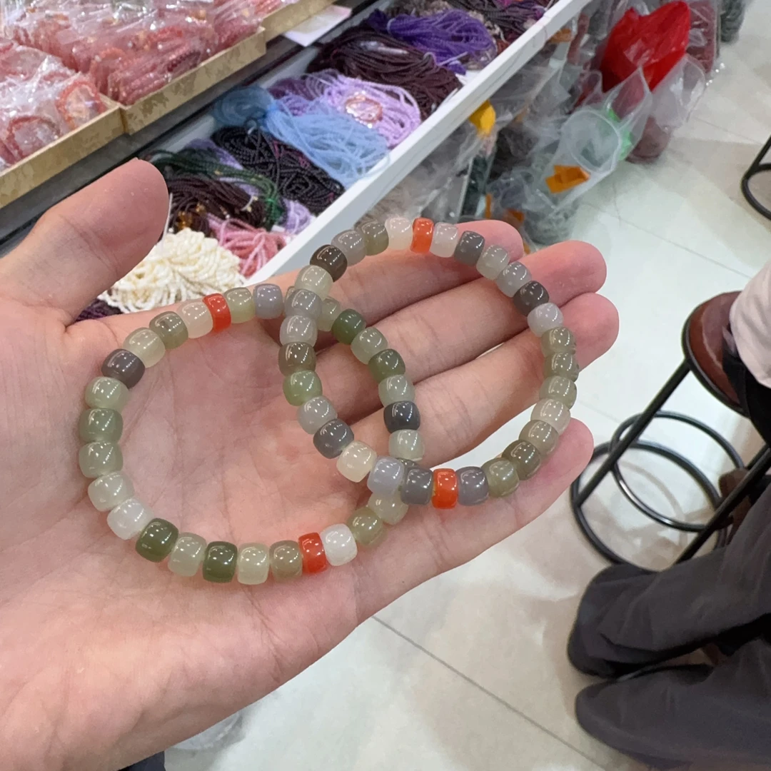 天然和田玉多宝直切手串约6x7+mm左右多样性拍一发一x