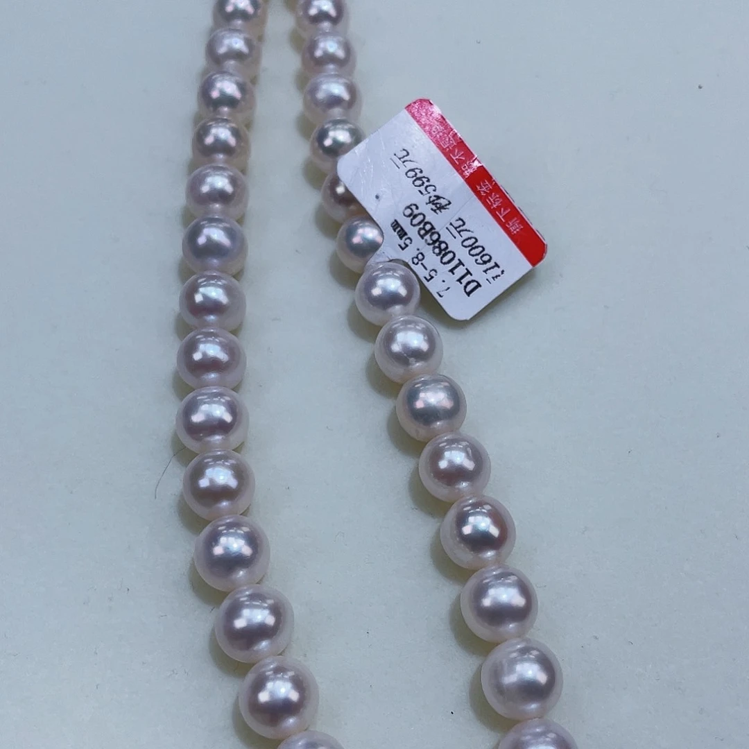 淡水珍珠颈饰银S925镶嵌7.5/8.5m极光炫彩捡漏！