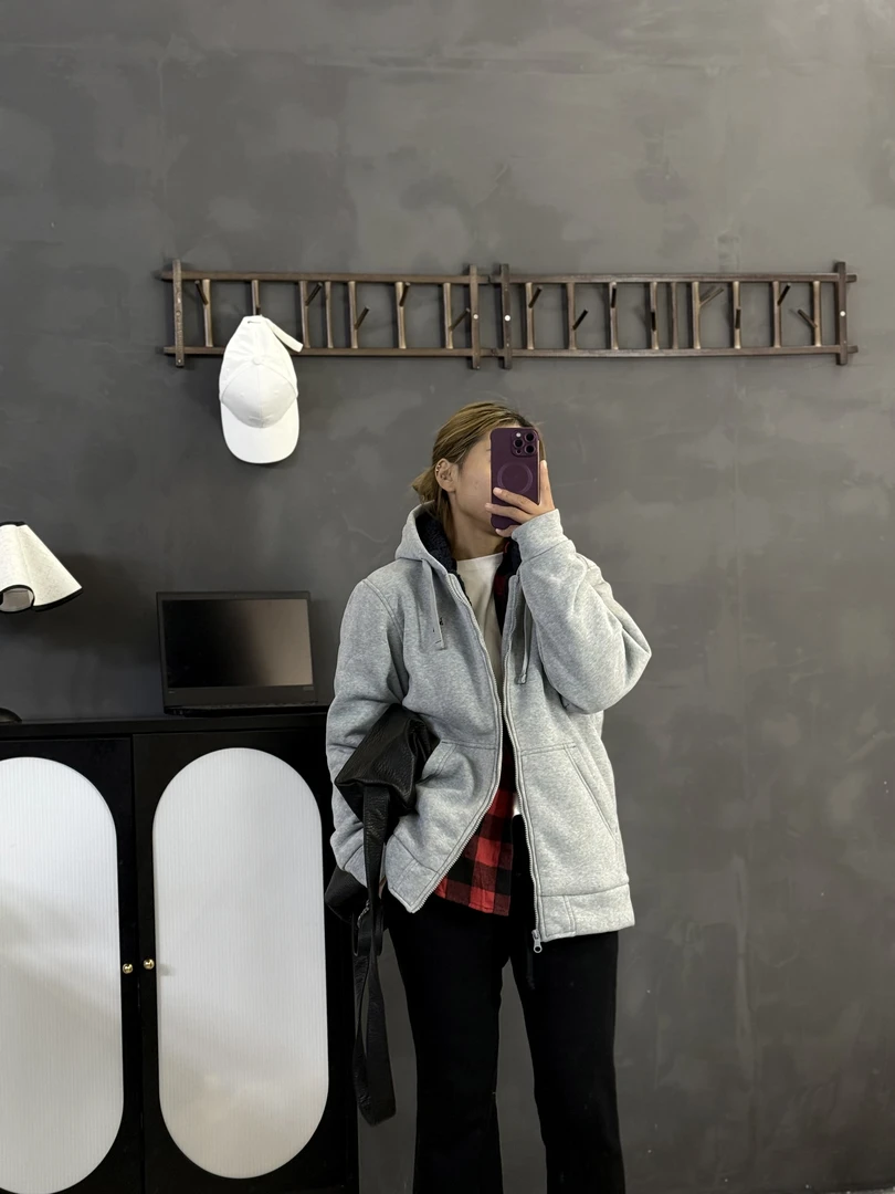 B82613加厚保暖卫衣宽松连帽户外韩版百搭情侣冬季加绒时尚运动